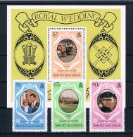 Turks Und Caicos Inseln 1981 Royal Wedding - Charles Und Diana Mi.Nr. 542/44 Kpl. Satz + Block 32 ** - Turks & Caicos