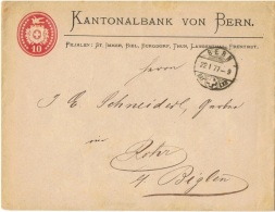 BANK-L1 - SUISSE Entier Postal U17 Tübli Kantonalbank Bern, Lettre Exp. à Rohr 1877 - Enteros Postales