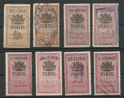 SCHWEDEN Sweden Ca 1880-1895 Lot Stempelmarken Documentary Stamps O - Fiscaux