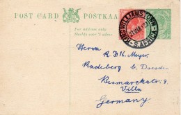 Afrique Du Sud Entier Postal Pour L'Allemagne 1923 - Briefe U. Dokumente