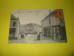 Cpa AUNEAU Eure Et Loir Rue Pasteur - Place De L'Eglise  Animée 1911 - Auneau