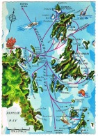 RB 1106 - 1992 Map Postcard - Whitsunday Passage Queensland Australia - Ferry Boat Routes - Mackay / Whitsundays