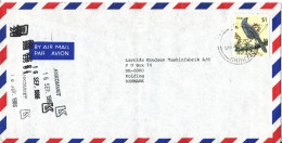 New Zealand Air Mail Cover Sent To Denmark 12-9-1986 Single Stamped BIRD - Airmail