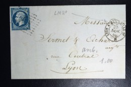 France: Lettre 1860 Ambulant  LM 2  Lyon A Marseille 2 H - 1849-1876: Période Classique