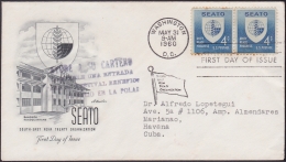 1960-H-49 US FDC 1960. SOBRE A CUBA MARCA AYUDE A SU CARTERO EN VIOLETA. - Cartas & Documentos