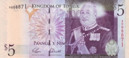 Tonga 5 Pa'Anga ND (2009), Prefix A UNC, P-39a, TO B214a - Tonga