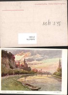 371081,Künstler AK E. T. Compton Salzburg Geg. Mülln Abendglühen Fluss Brücke - Compton, E.T.
