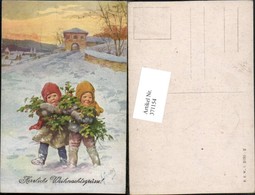 371154,Künstler AK Karl Feiertag Weihnachten Kinder Stechpalmen Pub B.K.W.I. 3199/2 - Feiertag, Karl