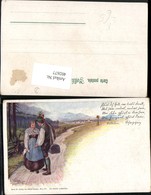 402677,Künstler Litho E. Döcker Jun. Liebe Paar Tracht Landschaft Wegpartie - Doecker, E.