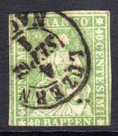 Switzerland 1854 Sitting Helvetia 40Rp Mi.17 Used AM.444 - Oblitérés