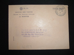 LETTRE PTT SERVICE DES POSTES OBL.10-1-1956 CHEQUES POSTAUX NANTES (44 LOIRE-ATLANTIQUE) - Lettere In Franchigia Civile