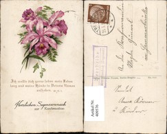 409576,Künstler AK Konfirmation Blumen Spruch Posthilfsstempel Beerheide Auerbach - Comuniones