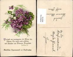 409578,Künstler AK Konfirmation Blumen Veilchen Spruch - Comuniones