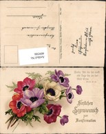 409586,Künstler AK Konfirmation Blumen Anemonen Spruch - Kommunion