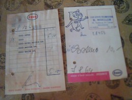 Vieux Papiers Publicitaire  Automobile Origine France Et Allemagne 2 Factures  Station Et Huile  Esso Annee 1963 - Cars