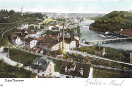 SCHAFFHAUSEN → Ansicht Mit Dem Bahntrasse, Industrie Mit Hochkamin Und Der Rheinbrücke 1906 - Other & Unclassified