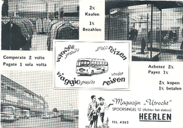 Heerlen, Spoorsingel 12 , Kledingmagazijn "Utrecht" (autobus) Originele Promotiekaart Met Leporello  (3 X Scan) - Heerlen