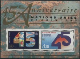 1990 Nazioni Unite Ginevra, 45° Ann. N.U. ,  Serie Completa Nuova (**) - Blocs-feuillets