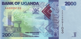 Uganda (BOU) 2000 Shillings 2010 UNC Cat No. P-50a / UG155a - Uganda