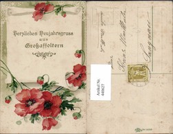 440627,Präge Künstler AK Neujahr Grossaffoltern Blumen Mohn - Affoltern Im Emmental 