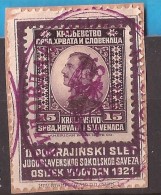 1921 SCOUTS KOENIGREICH JUGOSLAVIJA JUGOSLAWIEN RRR FALCONS-SCOUTS SPECIAL CANCELLED OSIJEK VIDOVDAN TEXST LATINICA RRR - Gebruikt