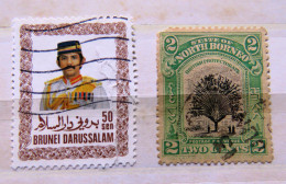 Brunei - North Borneo - Sultan Palm Tree (both Stamps Damaged) - Brunei (1984-...)