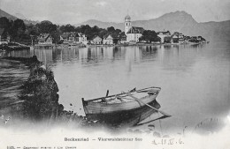 BECKENRIED → Idyllische Aufnahme Vom Kleinen Dorf Am Vierwaldstättersee 1906 ►Gletschergarten-Stempel◄ - Beckenried