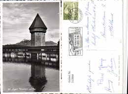 513964,Luzern Wasserturm Turm U. Rigi Brücke Bergkulisse - Watertorens & Windturbines