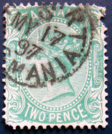 TASMANIA 1878 2d Queen Victoria USED Perforation:14 Scott61 CV$2.80 RH TOP PERFORATION SHORT - Used Stamps