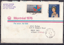 CANADA,  1980, Airmail Cover From Canada To India, Montreal 1976, Par Avion, Queen - Briefe U. Dokumente