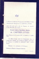 BURESSE HAMOIS Bernard De CARTIER D'YVES 1947-1947 Faire-part Mortuaire D'un Enfant - Esquela