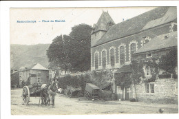 Remouchamps Place Du Marché Et L'église Attelage Tombereau Pub Au Verso Bonneterie Marchienne Au Pont - Aywaille