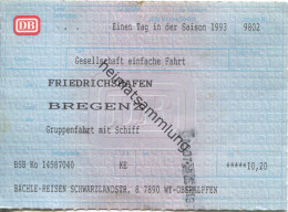 Friedrichshafen - Bregenz Fahrkarte 1993 - Gruppenfahrt Mit Schiff - Europa