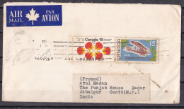 CANADA, 1971, Air Mail Cover From Canada To India, 2 Stamps, Multiple Cancellations - Covers & Documents