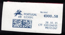 Portugal EMA Sur Fragment Datamatrix 28.10.2015 PB315267 Guichet 023091 - Macchine Per Obliterare (EMA)