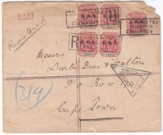 Boer War Cover.  Registered Letter. 16.jan.02. Pretoria. Censorship. Rare! (H105c008-t) - Orange Free State (1868-1909)