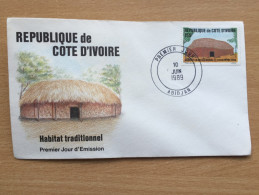 Côte D´Ivoire Ivory Coast Elfenbeinküste 1989 FDC Habitat Traditionnel House Haus Wohnen Mi. 996 - Costa De Marfil (1960-...)