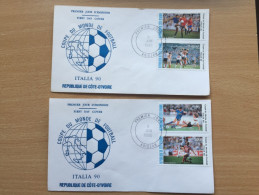 Côte D´Ivoire Ivory Coast Elfenbeinküste 1990 FDC FIFA World Cup Coupe Monde WM Fußball Football Soccer Mi. 1014-1017 - Côte D'Ivoire (1960-...)