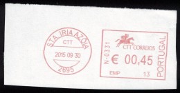 Portugal EMA Postmark Sur Fragment 30.09.2015 Emp. 13 Bureau Sta Iria Azoia - Machines à Affranchir (EMA)
