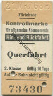 Zürichsee - Kontrollmarke Für Allgemeine Abonnements - Querfahrt - Fahrkarte 1968 - Europe