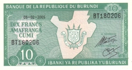 Burundi (BRB) 10 Francs 2005 UNC Cat No. P-33e / BI214k - Burundi