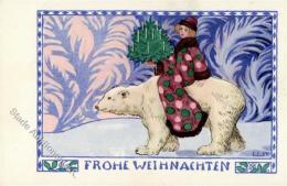 Künstler Sign. List Eisbär Frau Weihnachten Jugendstil Künstlerkarte I-II Noel Art Nouveau - Unclassified