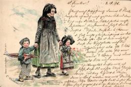 Liebich C. Frau Kinder Tracht  Künstlerkarte 1897 I-II (fleckig) - Unclassified