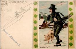Mailick, A. Schornsteinfeger Schwein  Künstlerkarte I-II (fleckig) Cochon - Unclassified