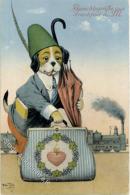 Thiele, Arthur Dackel Hunde Personifiziert Mit Leporello Eisenbahn  Künstlerkarte I-II Chemin De Fer Chien - Thiele, Arthur