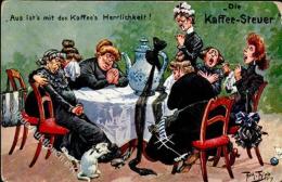 Thiele, Arthur Die Kaffee Steuer Künstlerkarte 1910 II (Ecken Abgestossen) - Thiele, Arthur