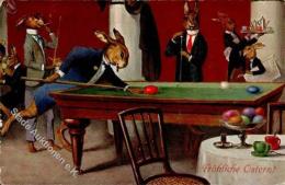 Thiele, Arthur Hase Personifiziert Billard  Künstlerkarte 1909 I-II - Thiele, Arthur