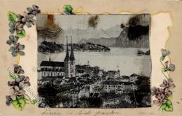 Seide Gewebt Luzern Schweiz Künstler-Karte I-II Soie - Unclassified