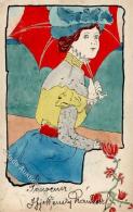 Handgemalt Frau Jugendstil  Künstlerkarte 1899 I-II Art Nouveau Peint à La Main - Unclassified