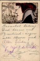 Handgemalt Jugendstil   Künstlerkarte 1898 I-II (fleckig) Art Nouveau Peint à La Main - Unclassified